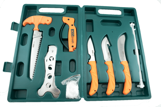 The AccuSharp Game Processing Kit comes with a hard plastic carrying case